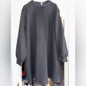 “PLUS SIZE” Elegant Black Cable Knit Dress